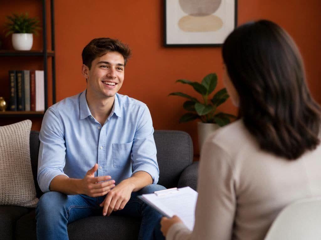 Young adult in therapy session with a compassionate clinician in Los Angeles